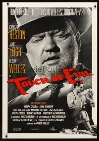 5w749 TOUCH OF EVIL heavy stock 1sh R98 close-up of Orson Welles, Charlton Heston & Janet Leigh!