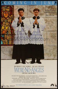 5w780 WE'RE NO ANGELS video 1sh '89 wacky image of fake priests Robert De Niro & Sean Penn!