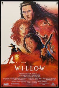 5w788 WILLOW 1sh '88 George Lucas, Ron Howard, great fantasy art!