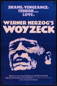 5w791 WOYZECK 1sh '79 Werner Herzog directed, close up of crazed Klaus Kinski!