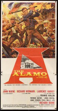 5s571 ALAMO 3sh '60 art of John Wayne & Widmark by Reynold Brown, super rare TODD-AO style!