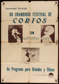 5s184 BIG CARTOON COMEDY CARNIVAL South American 1960s wacky art of Casper, Popeye + Tom & Jerry!