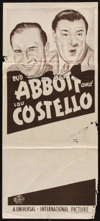5t566 ABBOTT & COSTELLO STOCK Aust daybill '50s cool art of wacky Bud & Lou!