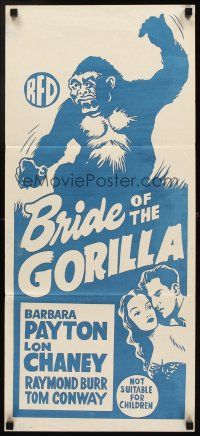5t610 BRIDE OF THE GORILLA Aust daybill R60s Barbara Payton, wild artwork of huge ape!