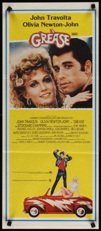 5t736 GREASE yellow style Aust daybill '78 John Travolta & Olivia Newton-John in classic musical!