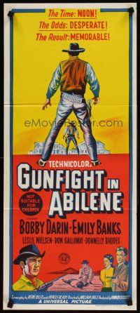 5t744 GUNFIGHT IN ABILENE Aust daybill '67 stone litho of cowboy Bobby Darin in a showdown!