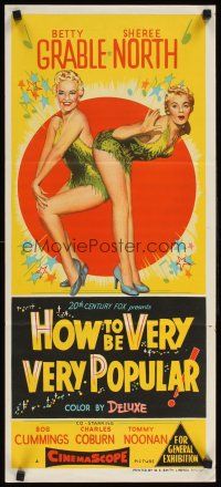 5t770 HOW TO BE VERY, VERY POPULAR Aust daybill '55 sexy students Betty Grable & Sheree North!