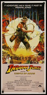 5t781 INDIANA JONES & THE TEMPLE OF DOOM Aust daybill '84 art of Harrison Ford by Vaughan!
