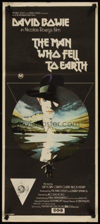 5t830 MAN WHO FELL TO EARTH Aust daybill '76 Nicolas Roeg, best art of David Bowie by Vic Fair!