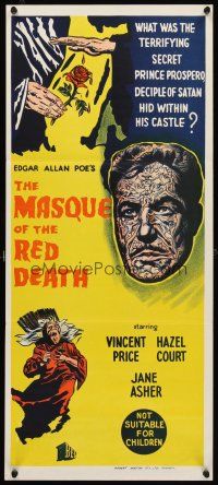 5t837 MASQUE OF THE RED DEATH Aust daybill '64 Vincent Price, Hazel Court, Roger Corman, horror!