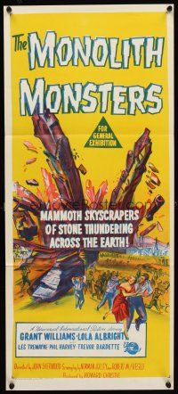 5t847 MONOLITH MONSTERS Aust daybill '57 cool sci-fi art of living mammoth skyscrapers of stone!