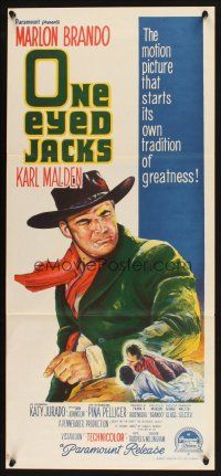 5t870 ONE EYED JACKS Aust daybill '61 great stone litho of star & director Marlon Brando!