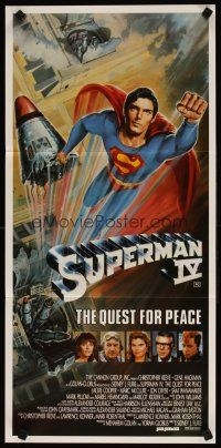 5t953 SUPERMAN IV Aust daybill '87 great art of super hero Christopher Reeve by Daniel Goozee!