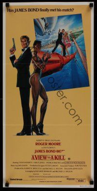 5t983 VIEW TO A KILL Aust daybill '85 art of Roger Moore James Bond & Grace Jones by Goozee!