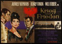 5t240 WAR & PEACE German 33x47 R60s art of Audrey Hepburn, Henry Fonda, Leo Tolstoy epic!