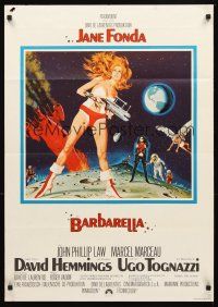 5t293 BARBARELLA German '68 sexiest sci-fi art of Jane Fonda by Robert McGinnis, Roger Vadim!