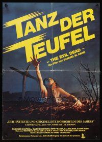 5t242 EVIL DEAD German 16x23 '82 Sam Raimi classic, best horror art of girl grabbed by zombie!
