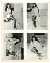 5x093 BETTIE PAGE 8x10 still '50s four sexy full-length naked portraits, standing & on bed!