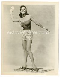 5x236 ELAINE STEWART 8x10 still '50s full-length wearing sexy outfit in snowshoes & throwing ball!