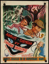 5z004 ABBOTT & COSTELLO MEET THE INVISIBLE MAN Belgian '51 Bos art of Bud & Lou with monster!