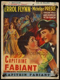 5z006 ADVENTURES OF CAPTAIN FABIAN Belgian '51 art of Errol Flynn & sexy Micheline Prelle!