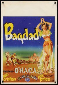 5z024 BAGDAD Belgian '50 art of Maureen O'Hara in sexiest harem outfit + Vincent Price on horse!