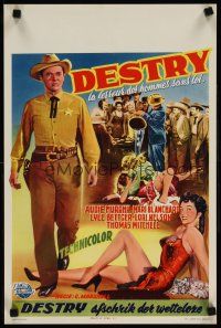 5z075 DESTRY Belgian '54 Audie Murphy, western, artwork of sexy showgirls fighting!