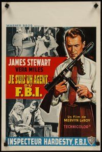 5z091 FBI STORY Belgian '59 great art of detective Jimmy Stewart & Vera Miles!
