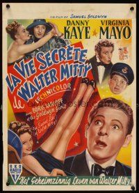 5z216 SECRET LIFE OF WALTER MITTY Belgian '47 Danny Kaye & Virginia Mayo in James Thurber story!