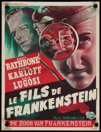 5z232 SON OF FRANKENSTEIN Belgian R50s art of Boris Karloff as the monster, Basil Rathbone!