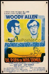 5z244 TAKE THE MONEY & RUN Belgian '69 wacky Woody Allen mugshot in classic mockumentary!