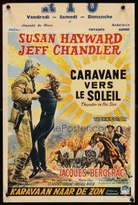 5z257 THUNDER IN THE SUN Belgian '59 Susan Hayward, Jeff Chandler, cool artwork!