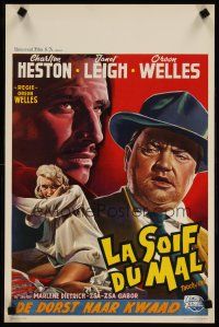 5z262 TOUCH OF EVIL Belgian '58 art of Orson Welles, Charlton Heston & sexy Janet Leigh!