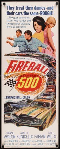 5z520 FIREBALL 500 insert '66 Frankie Avalon & sexy Annette Funicello, cool stock car racing art!