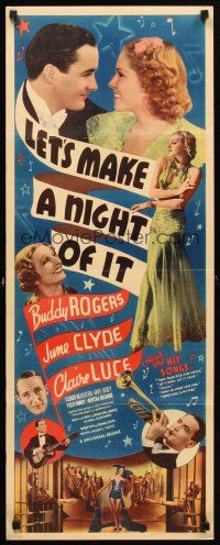 5z580 LET'S MAKE A NIGHT OF IT insert '38 Buddy Rogers, June Clyde, Claire Luce!