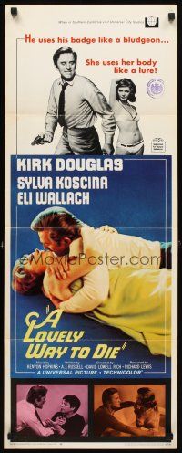 5z592 LOVELY WAY TO DIE insert '68 image of Kirk Douglas romancing Sylva Koscina, Eli Wallach!