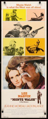 5z607 MONTE WALSH int'l insert '70 super close up of cowboy Lee Marvin & pretty Jeanne Moreau!