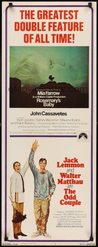 5z625 ODD COUPLE/ROSEMARY'S BABY insert '69 the greatest and oddest double feature of all time!