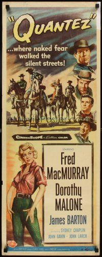 5z658 QUANTEZ insert '57 artwork of Fred MacMurray & sexy Dorothy Malone with torn shirt!