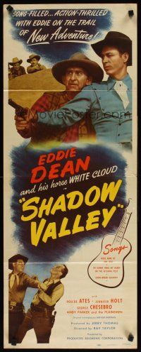 5z697 SHADOW VALLEY insert '47 tough singing cowboy Eddie Dean, song-filled, action-thrilled!