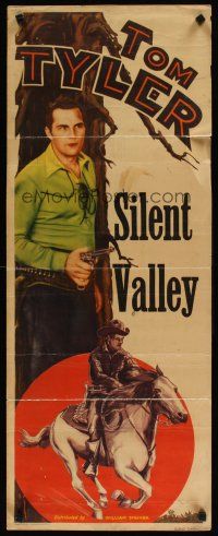 5z704 SILENT VALLEY insert '35 great image of cowboy Tom Tyler w/gun & art on horseback!