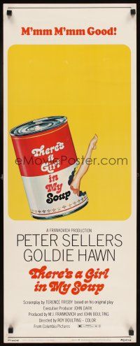 5z754 THERE'S A GIRL IN MY SOUP insert '71 Peter Sellers, Goldie Hawn, great Campbell's soup art!