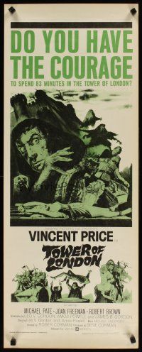 5z769 TOWER OF LONDON insert '62 Vincent Price, Roger Corman, horror art, do you have the courage?