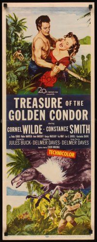 5z772 TREASURE OF THE GOLDEN CONDOR insert '53 Cornel Wilde grabbing girl & attacked by snake!