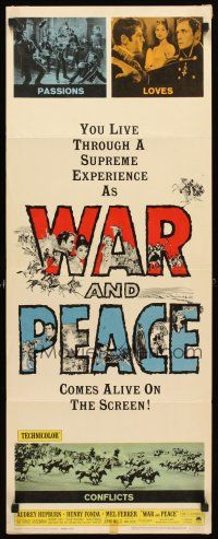 5z788 WAR & PEACE insert R63 art of Audrey Hepburn, Henry Fonda & Mel Ferrer, Leo Tolstoy epic!