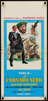 5z295 BLACKIE THE PIRATE Italian locandina '71 cool art of Terence Hill & Bud Spencer by Casaro!