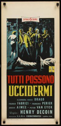 5z330 EVERYBODY WANTS TO KILL ME Italian locandina '57 Peter Van Eyck, Symeoni artwork!