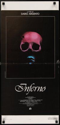 5z356 INFERNO Italian locandina '80 Dario Argento horror, cool skull & bleeding mouth image!