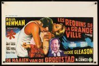 6a017 HUSTLER Belgian '61 art of Paul Newman & Jackie Gleason, plus sexy Piper Laurie!