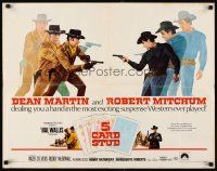6a230 5 CARD STUD 1/2sh '68 Dean Martin & Robert Mitchum play poker & point guns at each other!